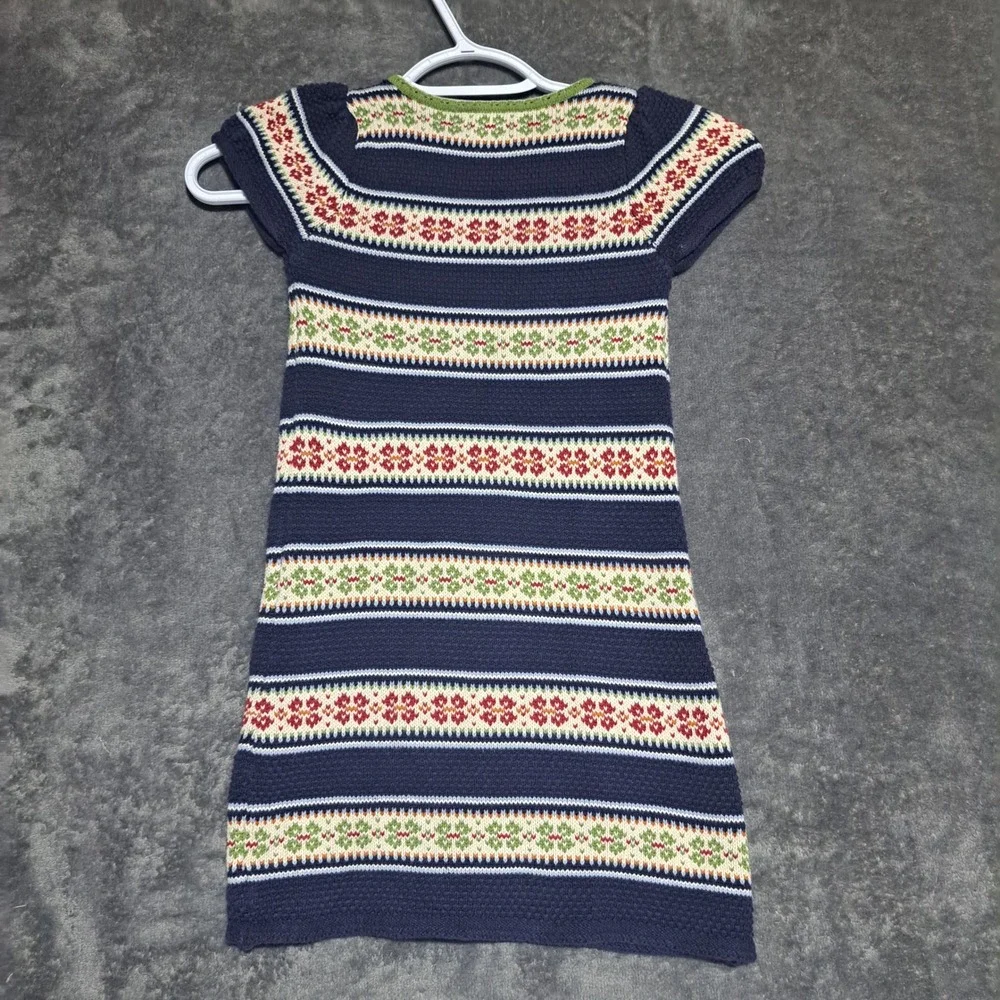 Willow Blossom Girls 5T Navy Fair Isle Knit Sweater Dress Boho Cottagecore Boho